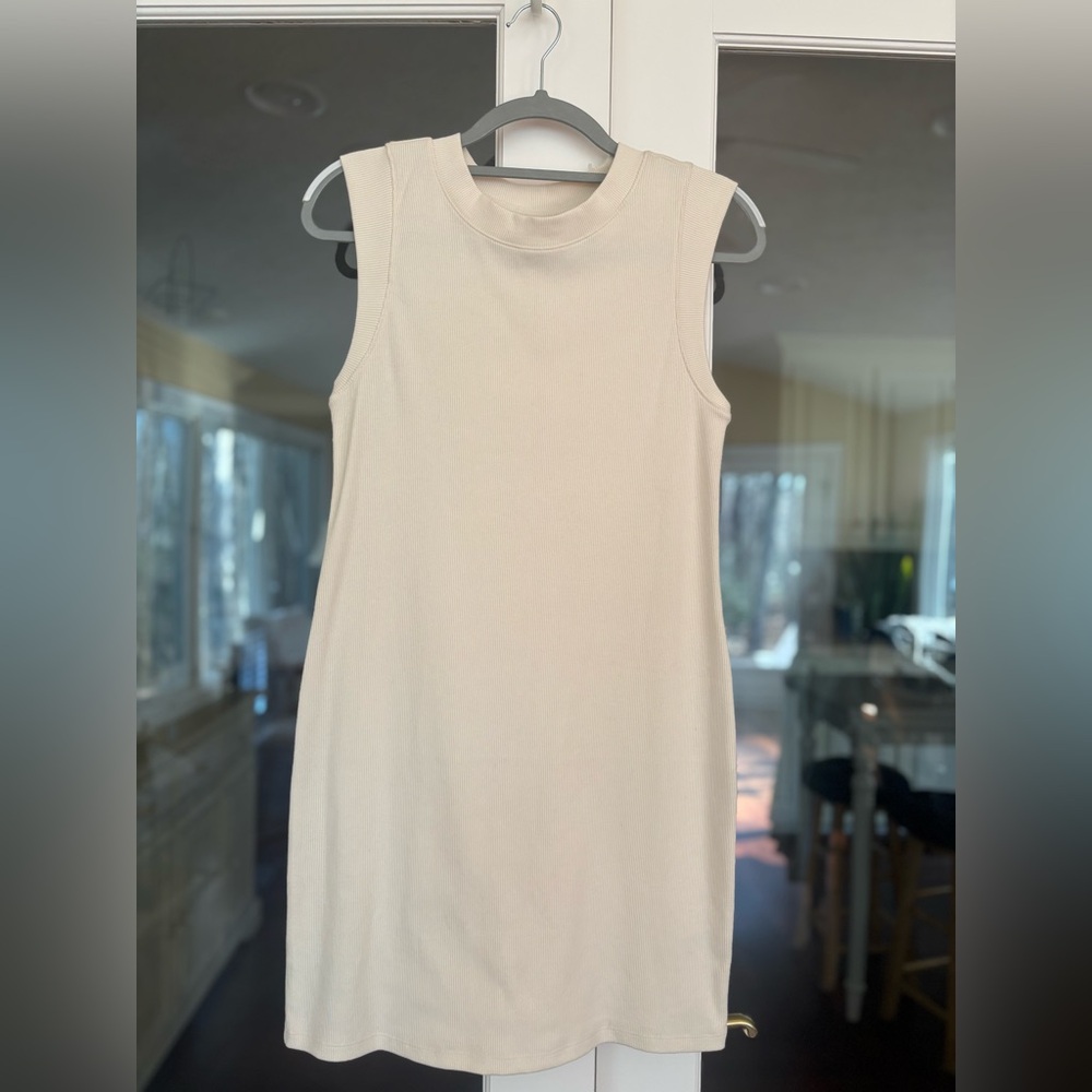 a new day Cream Sleeveless Shift Midi Dress